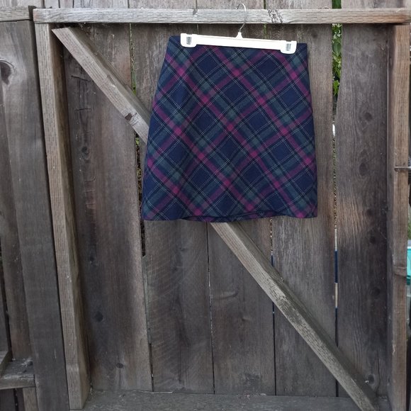 Tartan Plaid Wool Skirt Preppy Dark Academia Grunge Old Money Clueless 6P - Picture 1 of 12